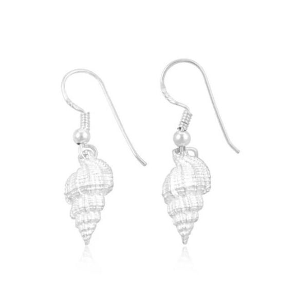 NEW~925 Sterling Silver Tulip Shell French Wire Earrings - Picture 3 of 3